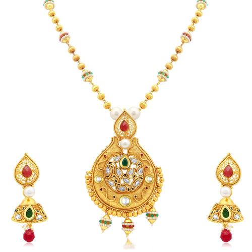Sukkhi Fancy Gold Plated AD Princess Necklace Set For Women