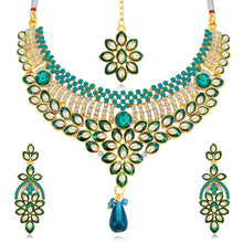 0912 Sukkhi Delightful Gold Plated AD Collar Necklace Set For Women