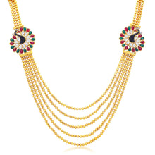 Sukkhi Youthful 5 String Peacock Gold Plated Long Haram Necklace Set For Women-1