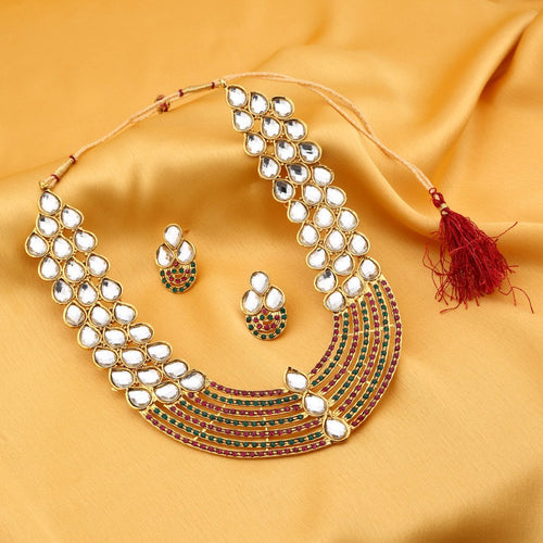 Sukkhi Astonish Gold Plated AD Collar Necklace Set For Women
