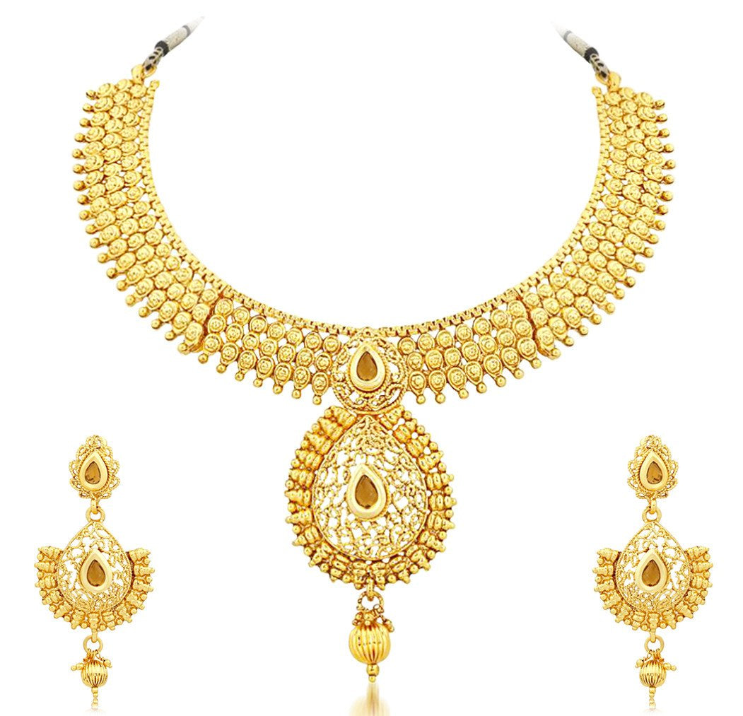 0026 Sukkhi Traditional Gold Plated Choker Necklace Set for Women
