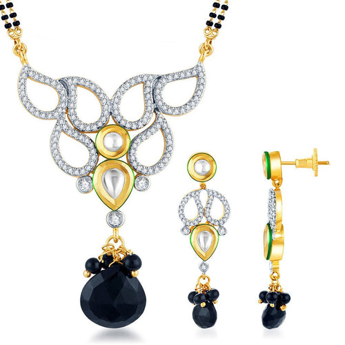 Pissara Kundan-CZ Gold and Rhodium plated Pretty Mangal Sutra Set 