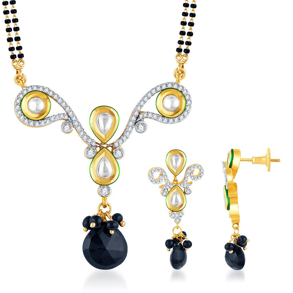Pissara Kundan-CZ Gold and Rhodium plated Youthful Mangal Sutra Set 