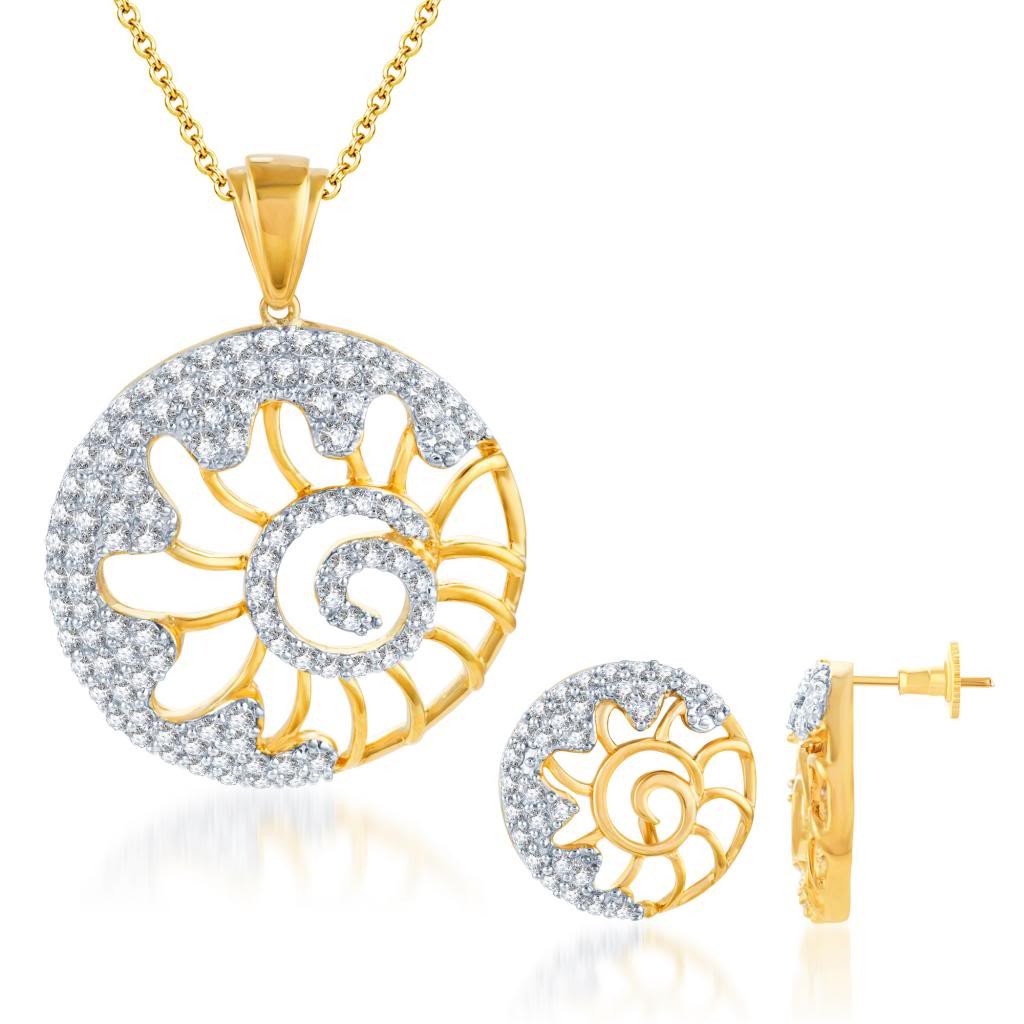 Pissara Incredible Gold and Rhodium plated CZ Pendant Set