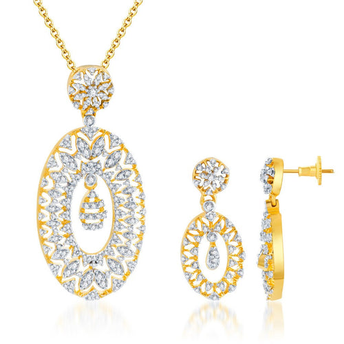 Pissara Marvellous Gold and Rhodium plated CZ Pendant Set