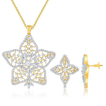 Pissara Sublime Gold and Rhodium plated CZ Pendant Set 