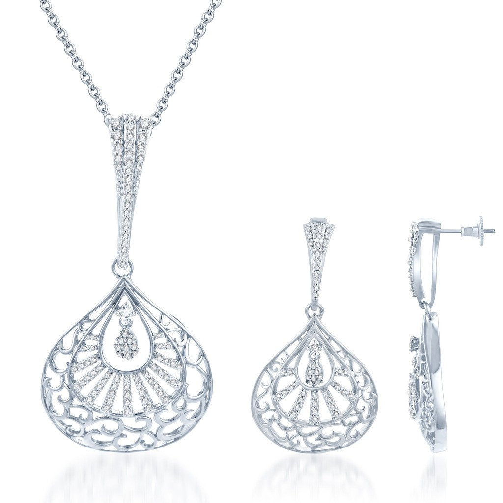 Pissara Bewitching Gold and Rhodium plated CZ Pendant Set 