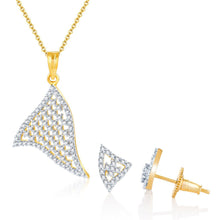 Pissara Modern Gold and Rhodium plated CZ Pendant Set 