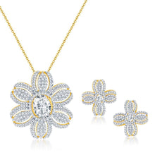 Pissara Fine Design Gold and Rhodium plated CZ Pendant Set 