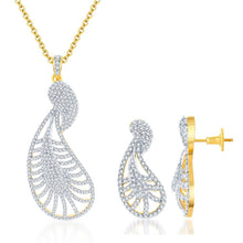 Pissara Pretty Gold and Rhodium plated CZ Pendant Set 