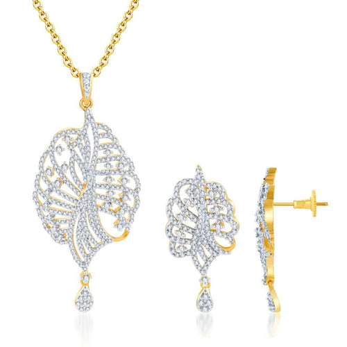 Pissara Eye-Catchy Gold and Rhodium plated CZ Pendant Set 