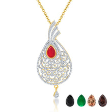 Pissara Alluring Gold and Rhodium plated 4 set of Changeable CZ Stone Pendant Set -1