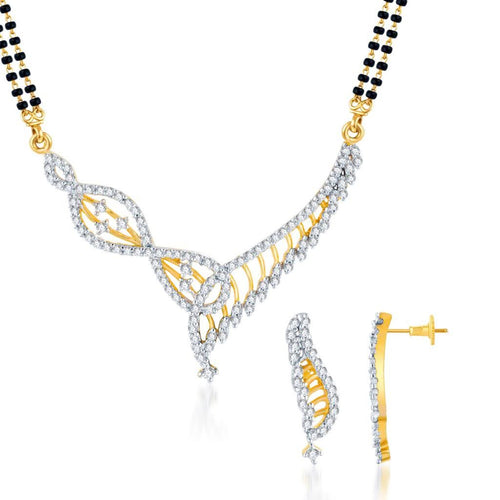 Pissara Stunning Gold and Rhodium plated CZ Mangal Sutra Set 