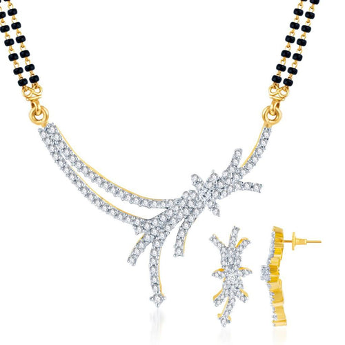 Pissara Classy Gold and Rhodium plated CZ Mangal Sutra Set 