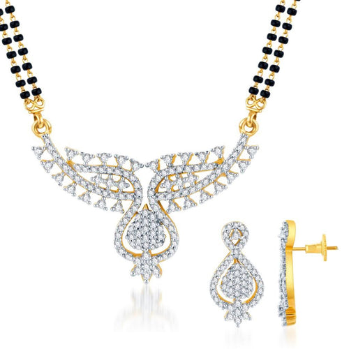 Pissara Marvelous Gold and Rhodium plated CZ Mangal Sutra Set 