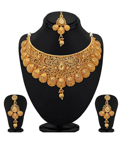 0002 Sukkhi Traditional Gold Plated Kundan Choker Necklace Set for Women