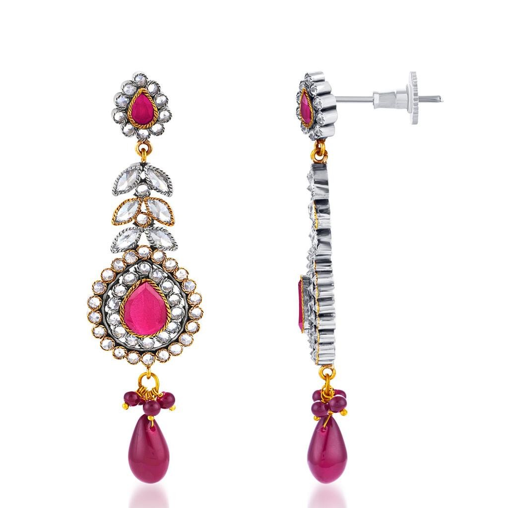 Sukkhi Pleasing Oxidize plated CZ Studded Chandelier Earrings 