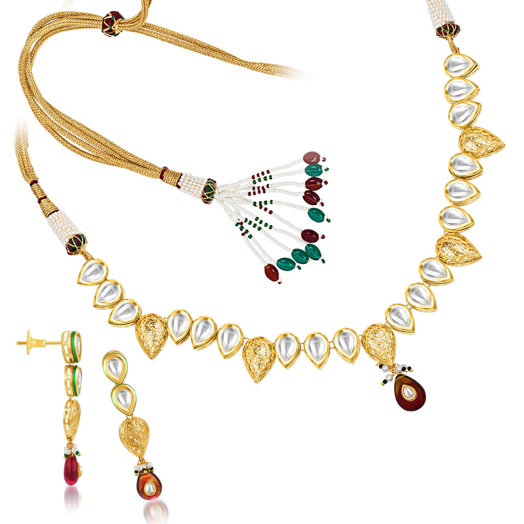 Sukkhi Kundan Gold plated Fine Design Necklace Set 