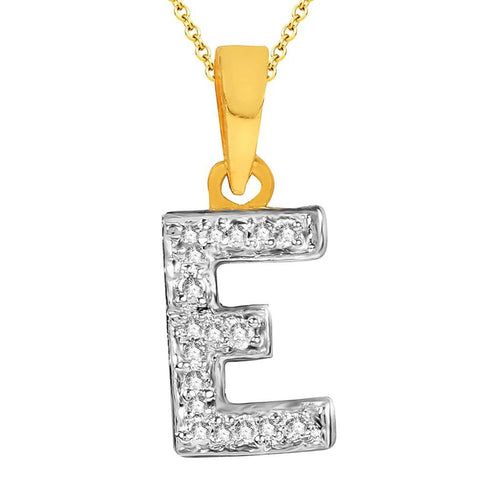 Sukkhi Cubic Zirconia Stone Studded Alphabet 'E' Pendant with Chain
