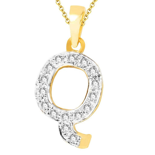 Sukkhi Cubic Zirconia Stone Studded Alphabet 'Q' Pendant with Chain