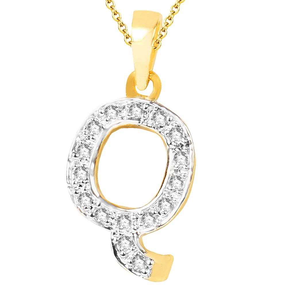 Sukkhi Cubic Zirconia Stone Studded Alphabet 'Q' Pendant with Chain