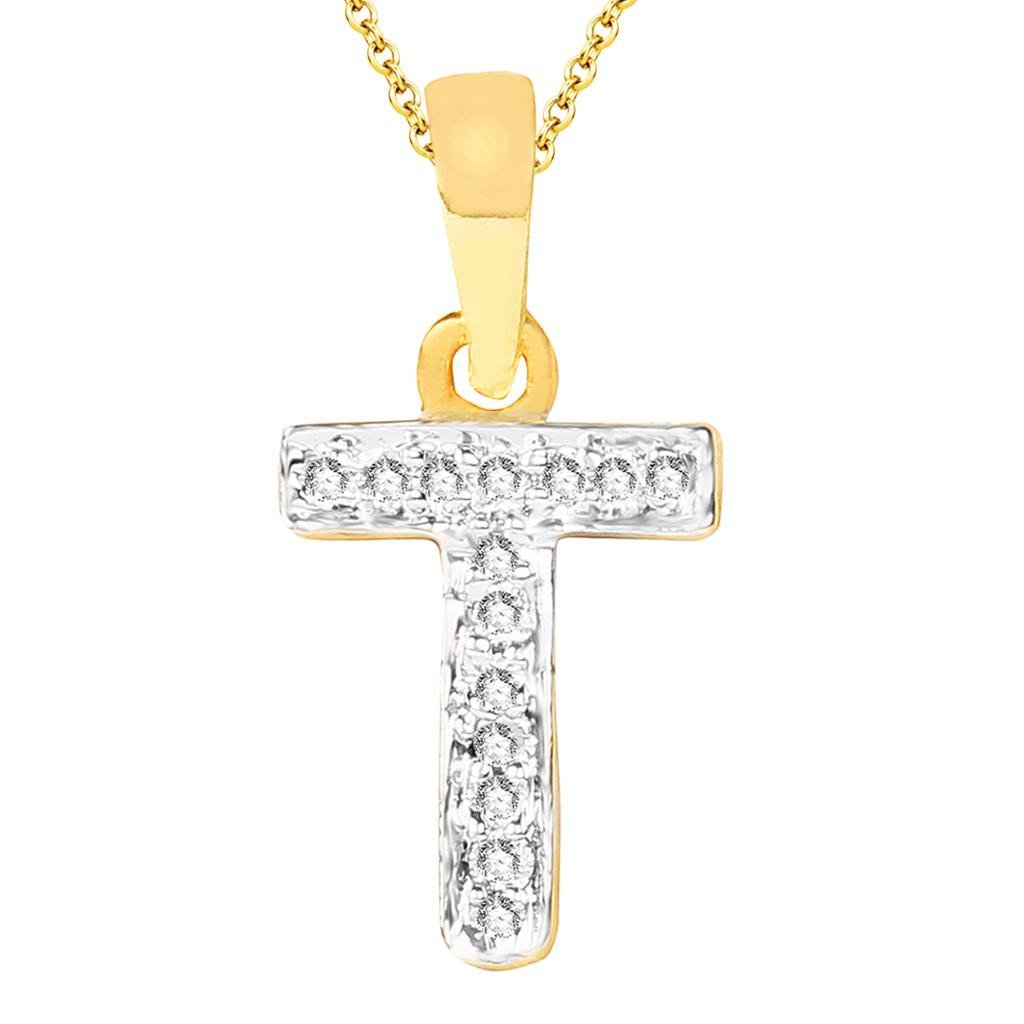 Sukkhi Cubic Zirconia Stone Studded Alphabet 'T' Pendant with Chain