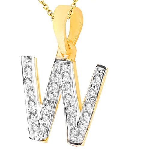 Sukkhi Cubic Zirconia Stone Studded Alphabet 'W' Pendant with Chain
